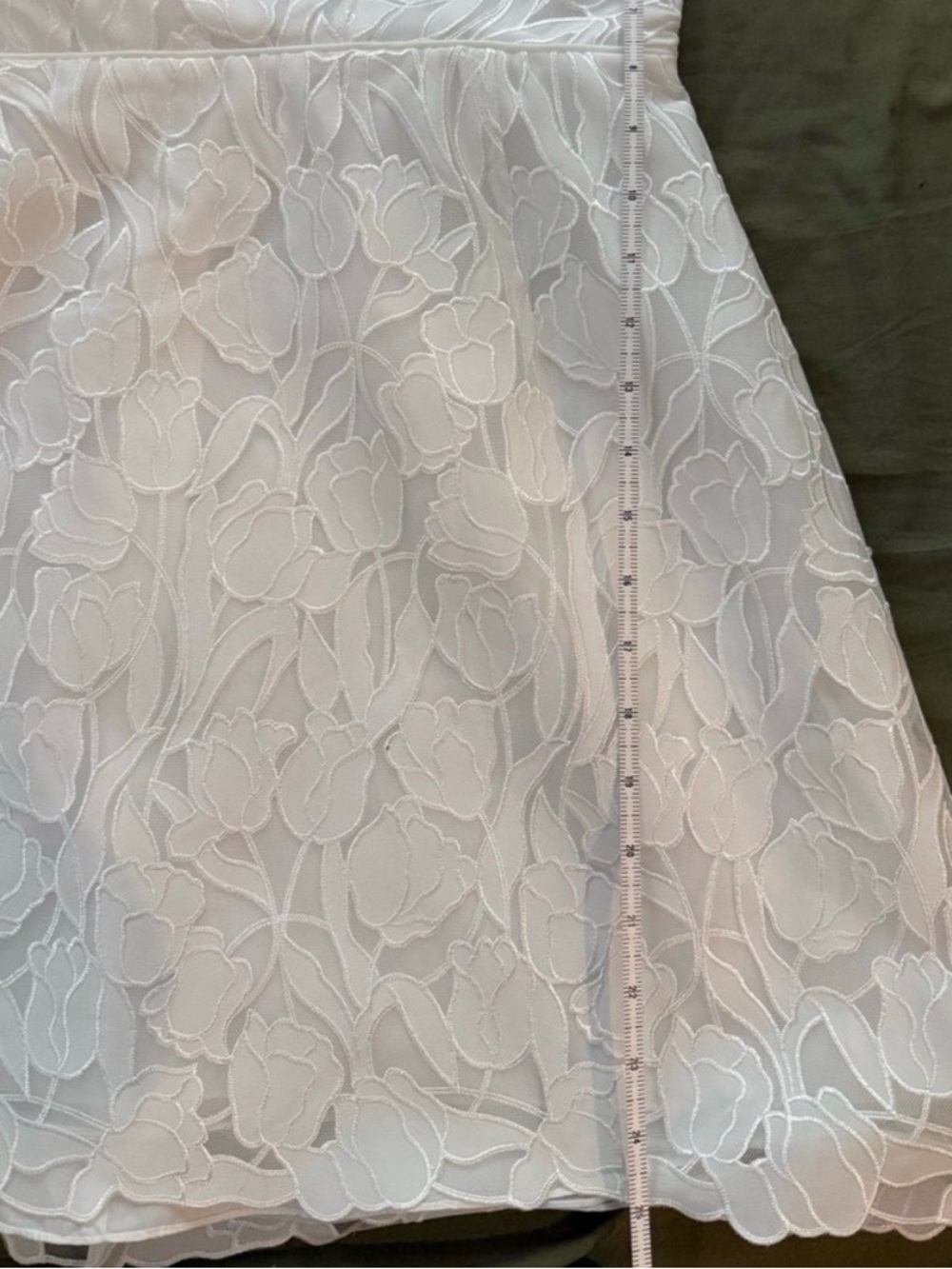 Jenny Yoo Amanda White Strapless Floral Lace Mini Dress: Size 14 - Picture 6 of 6